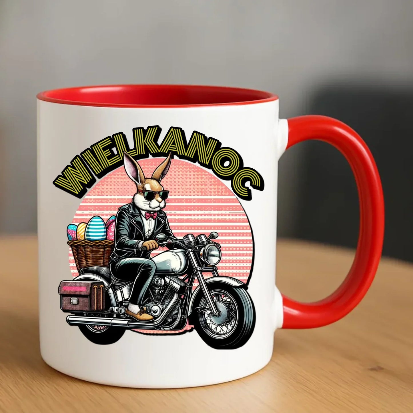 Zając na motorze | Kubek na Wielkanoc WN29 - StoryCups.pl