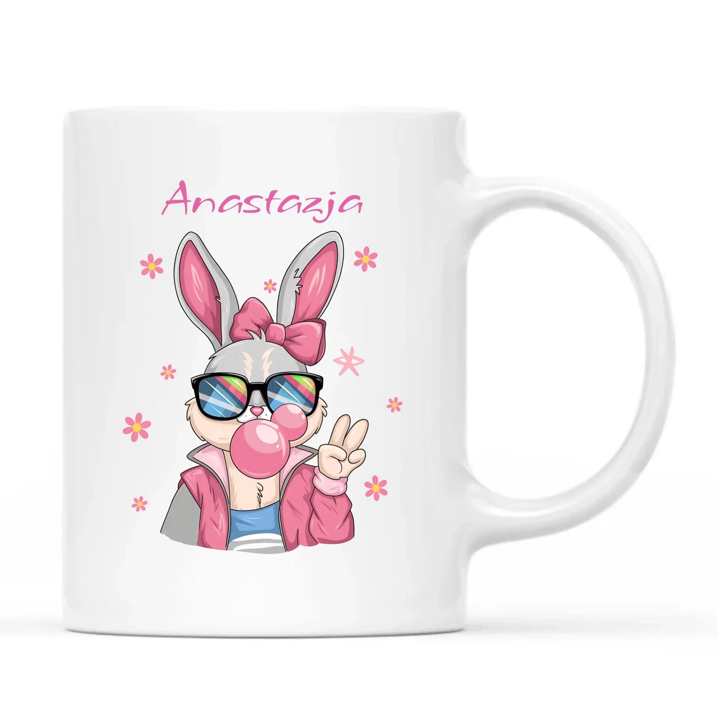 Różowy króliczek | Kubek na Wielkanoc WN35 - StoryCups.pl
