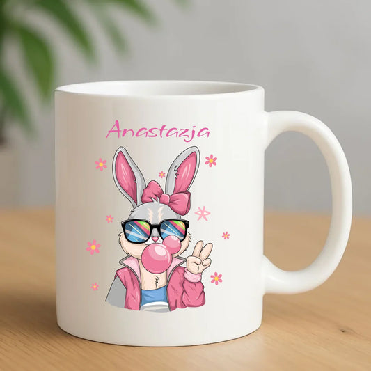 Różowy króliczek | Kubek na Wielkanoc WN35 - StoryCups.pl