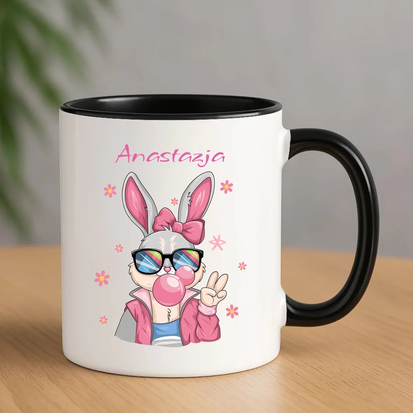 Różowy króliczek | Kubek na Wielkanoc WN35 - StoryCups.pl