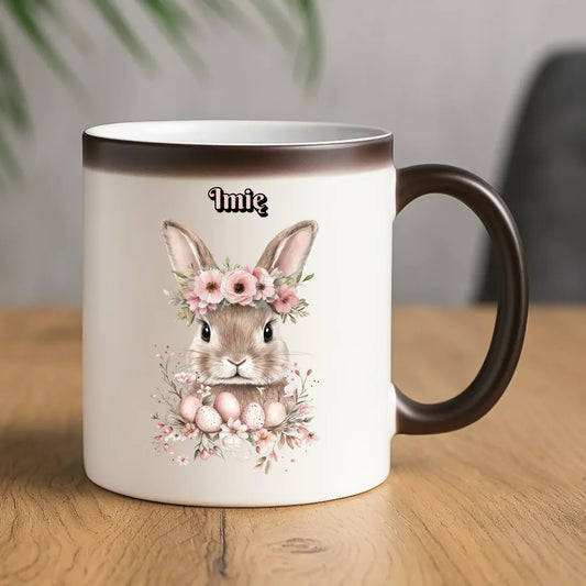 Zajączek z wiankiem | Kubek magiczny na Wielkanoc WN05 - StoryCups.pl