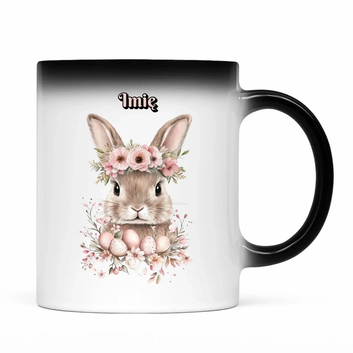 Zajączek z wiankiem | Kubek magiczny na Wielkanoc WN05 - StoryCups.pl