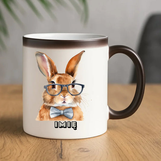 Zając w okularach | Kubek magiczny na Wielkanoc WN12 - StoryCups.pl