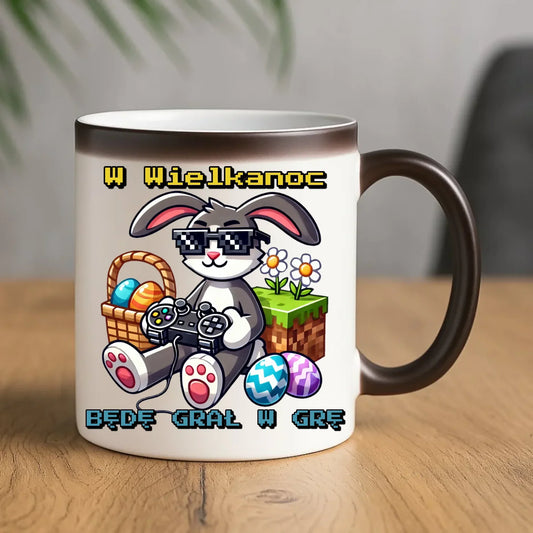 Zajączek Minecraft | Kubek magiczny Wielkanocny WN22 - StoryCups.pl