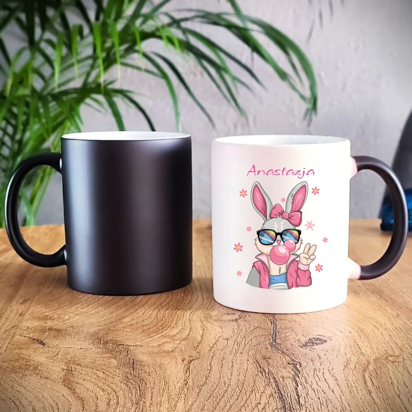 Różowy króliczek | Kubek magiczny na Wielkanoc WN35 - StoryCups.pl