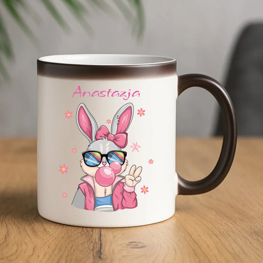 Różowy króliczek | Kubek magiczny na Wielkanoc WN35 - StoryCups.pl