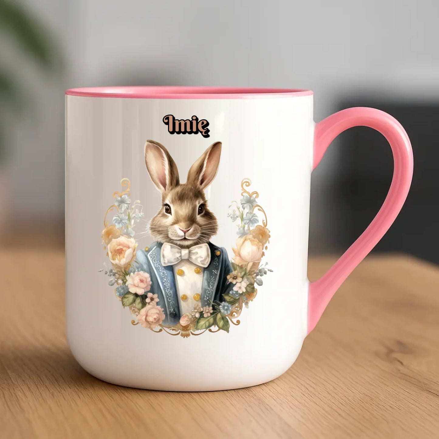 Różowy kubek elegant wielkanocny prezent na WIELKANOC
