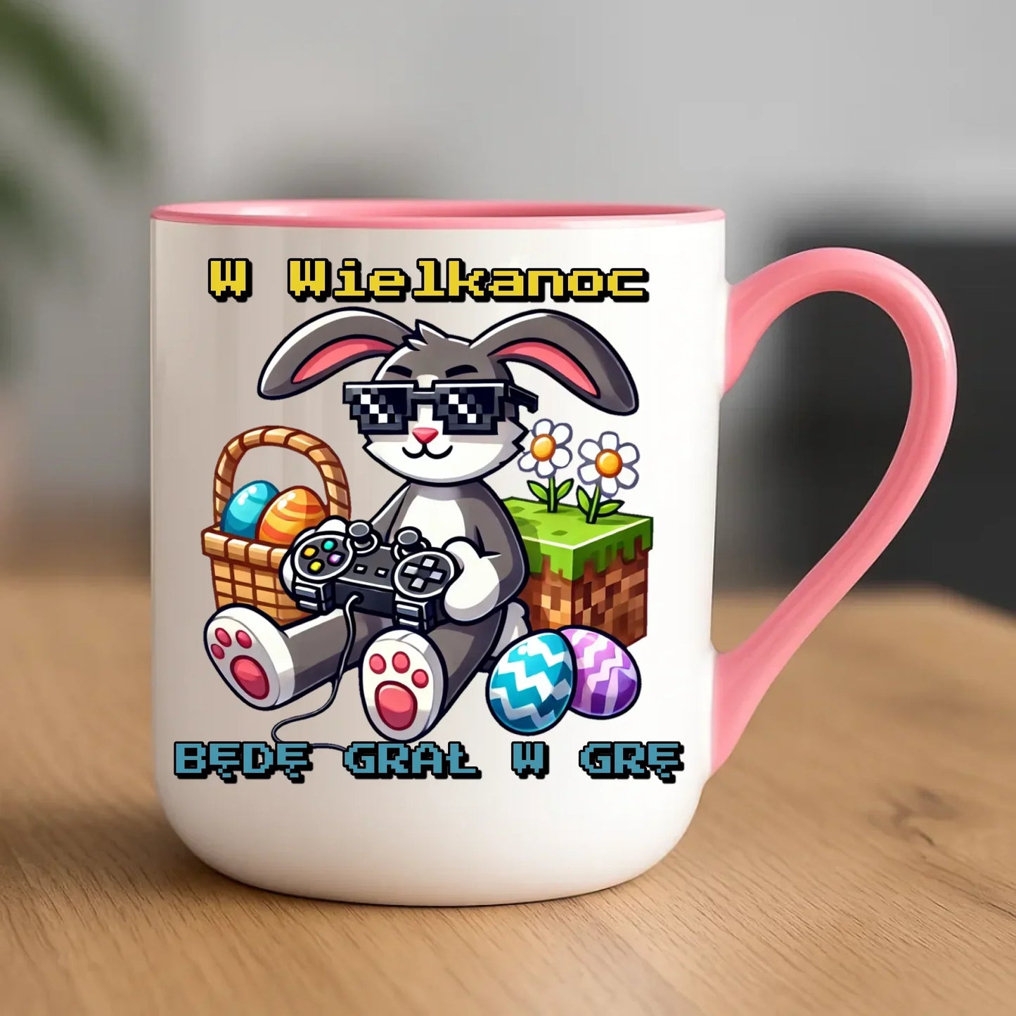 Zajączek Minecraft | Kubek elegant prezent na Wielkanoc WN22 - StoryCups.pl