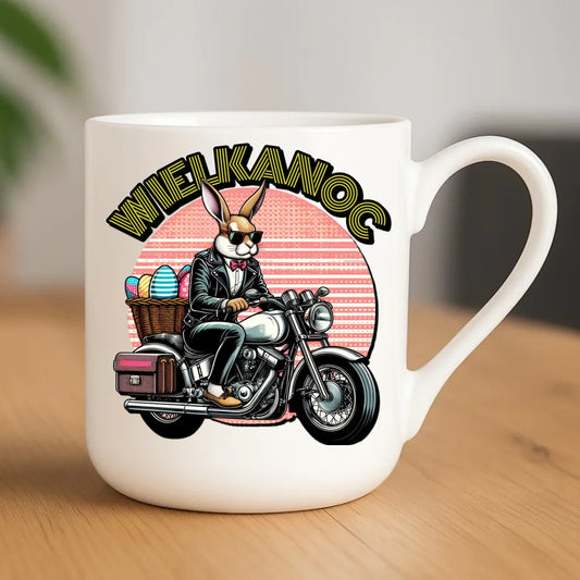 Zając na motorze | Kubek elegant na Wielkanoc WN29 - StoryCups.pl