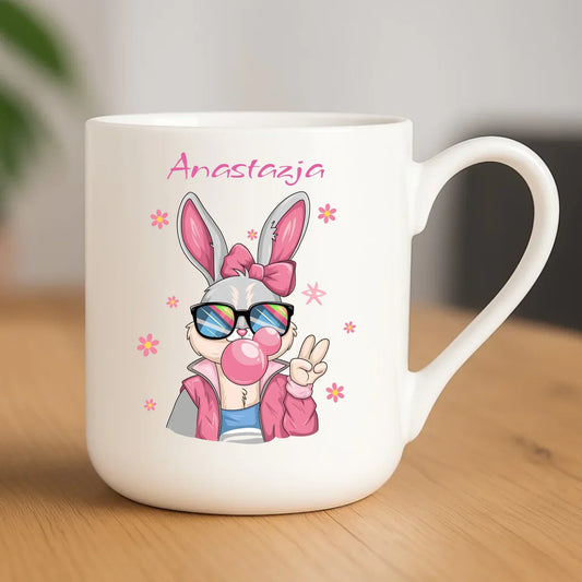 Różowy króliczek | Kubek elegant na Wielkanoc WN35 - StoryCups.pl