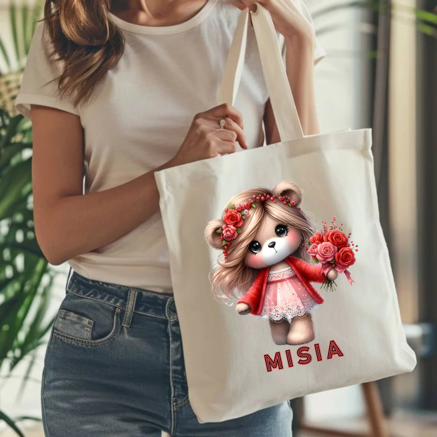 Torba tote bag z nadrukiem na prezent naturalna
