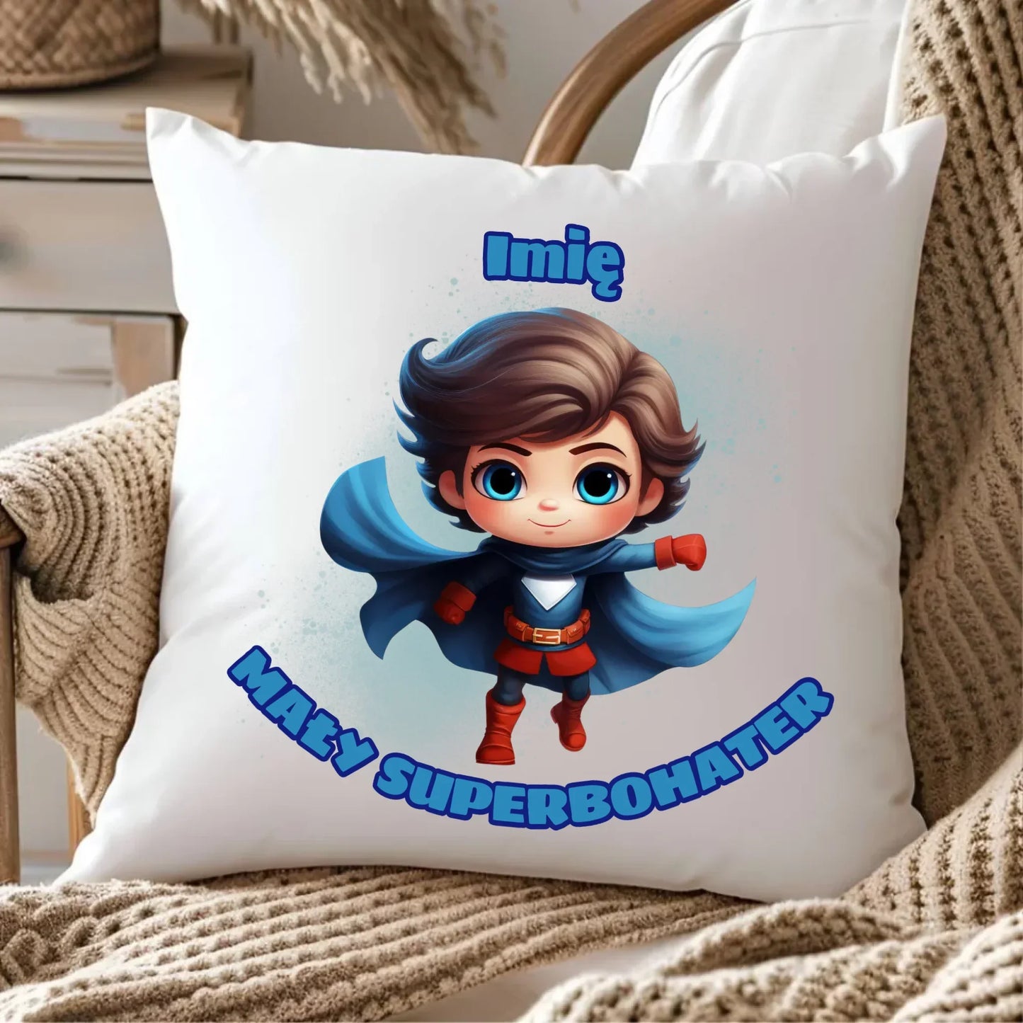 Mały Superbohater | Poduszka z imieniem dla chłopca DD01 - StoryCups.pl