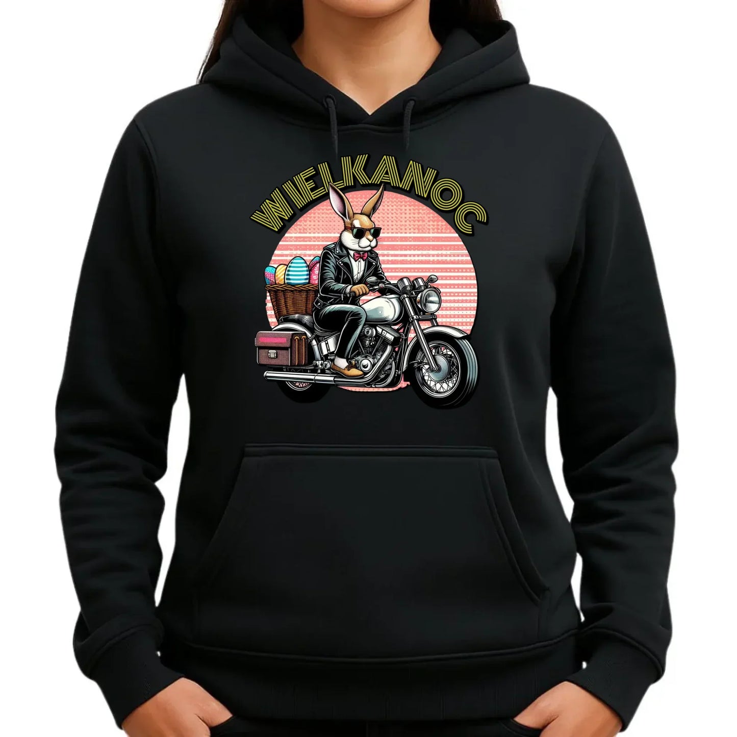 Zając na motorze | Bluza damska z kapturem na Wielkanoc WN29 - StoryCups.pl