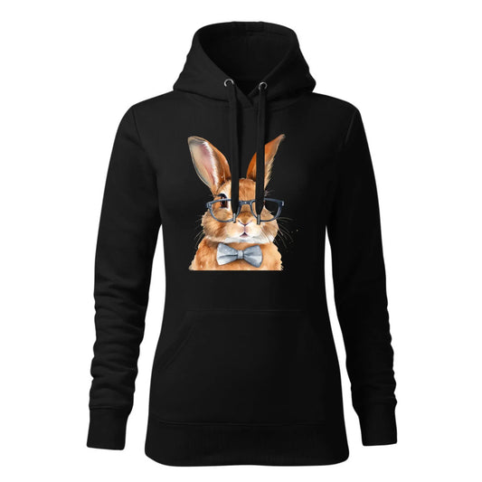 Zając w okularach | Bluza damska z kapturem na Wielkanoc WN12 - StoryCups.pl