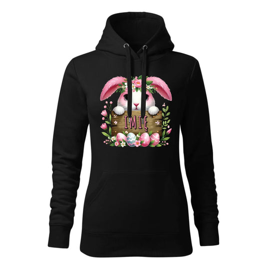 Różowy zając | Bluza damska z kapturem na Wielkanoc WN07 - StoryCups.pl