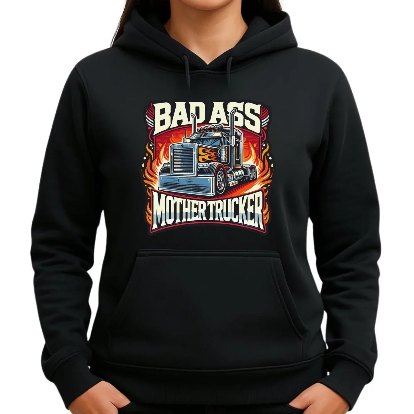 Badass Mother Trucker | Bluza damska z kapturem dla kierowcy tira ZKT04 - StoryCups.pl