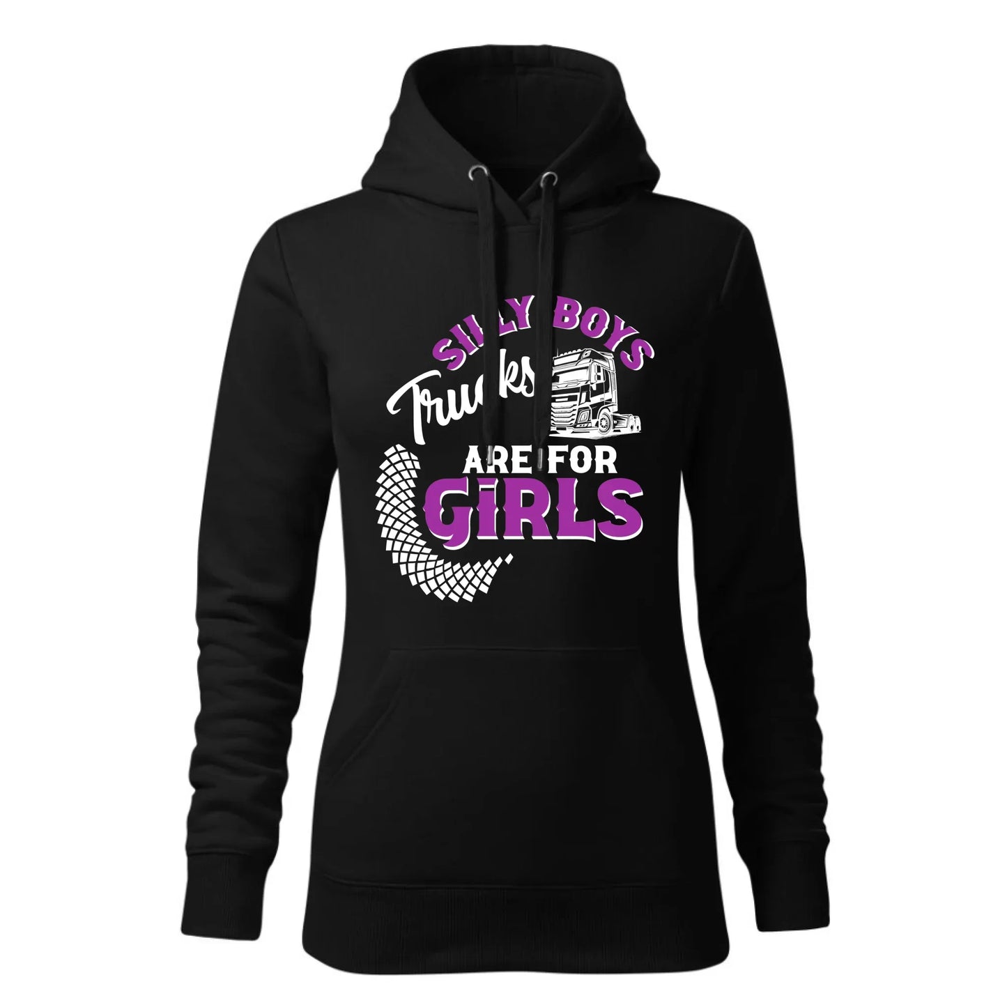 Silly boys trucks are for girls | Bluza damska z kapturem dla kierowcy tira ZKT11 - StoryCups.pl
