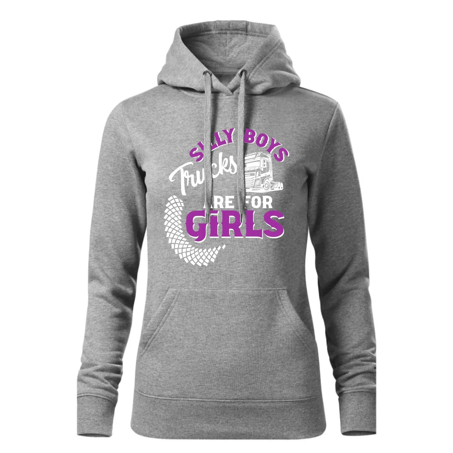 Silly boys trucks are for girls | Bluza damska z kapturem dla kierowcy tira ZKT11 - StoryCups.pl
