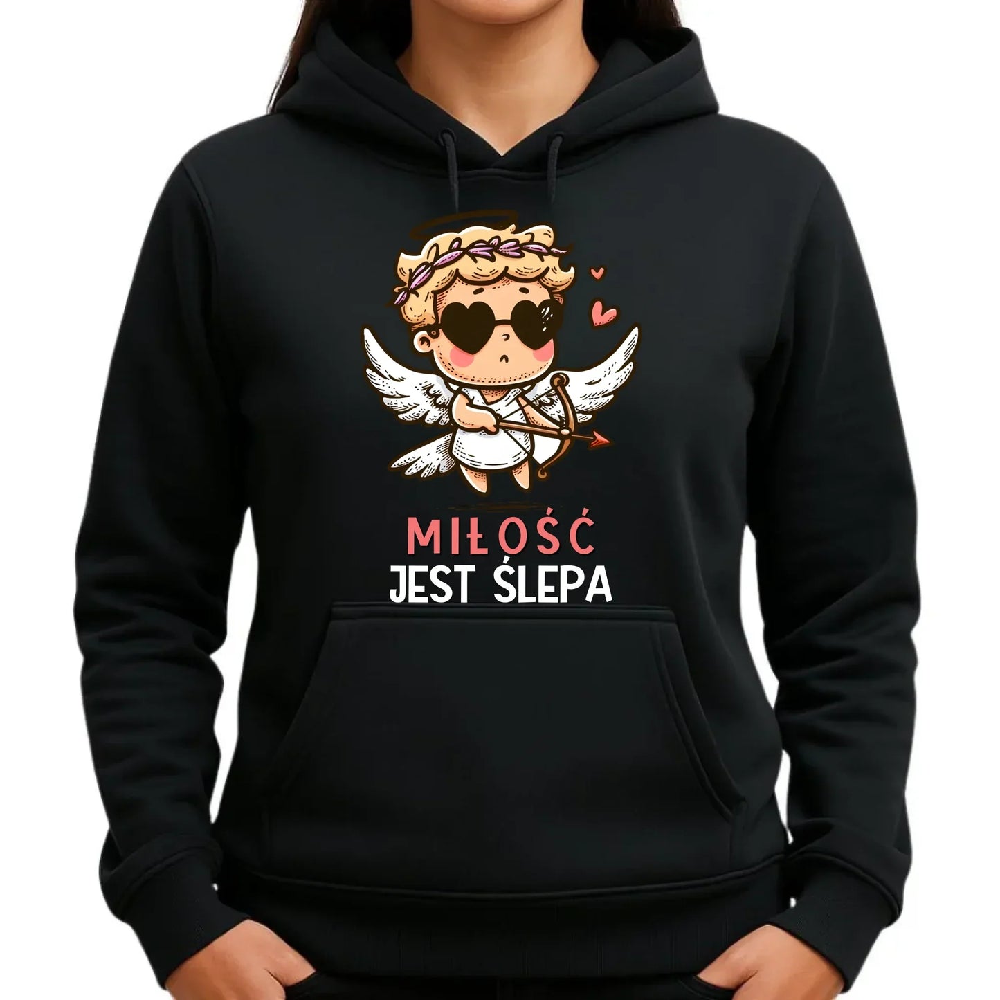 Miłość jest ślepa | Bluza damska z kapturem W48 - StoryCups.pl