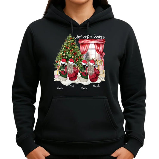 Personalizowane przyjaciółki Święta 4 osoby | Bluza damska z kapturem P06 - StoryCups.pl