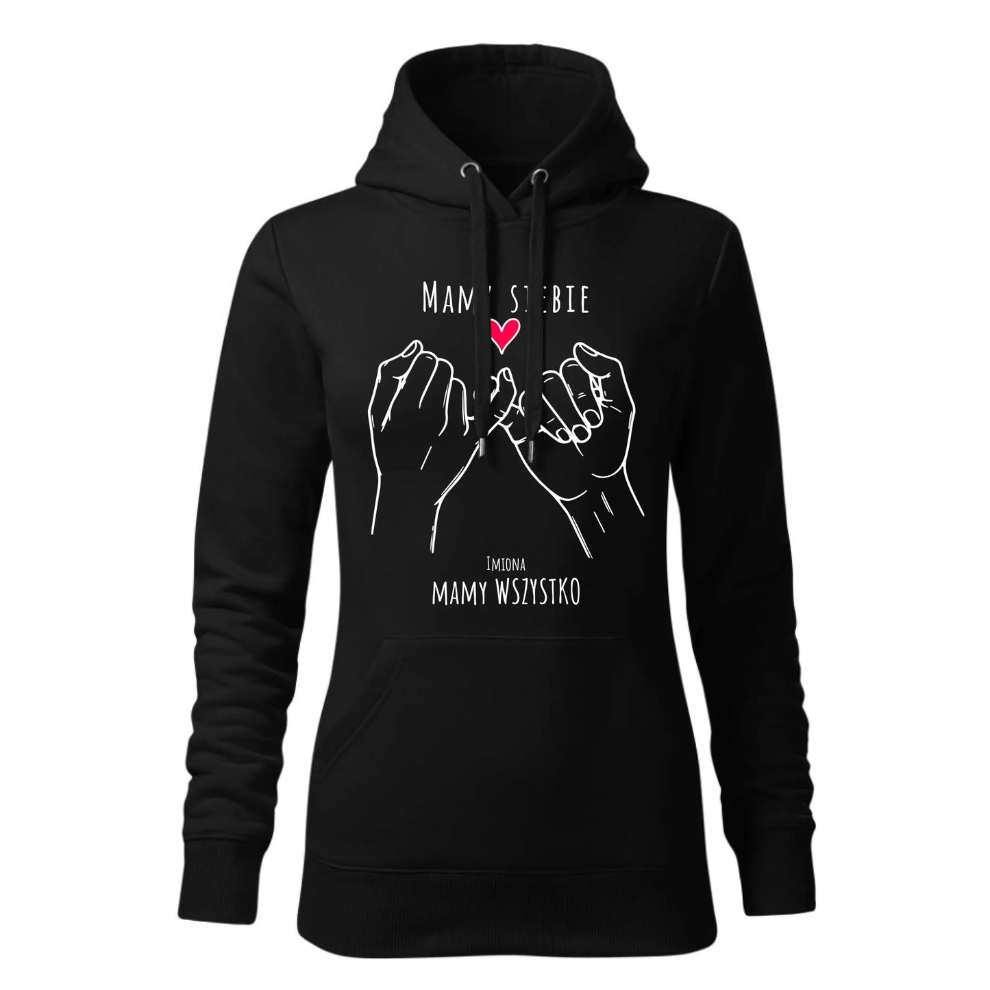 Czarna bluza damska z kapturem nadruk na prezent dla niej HOODIE