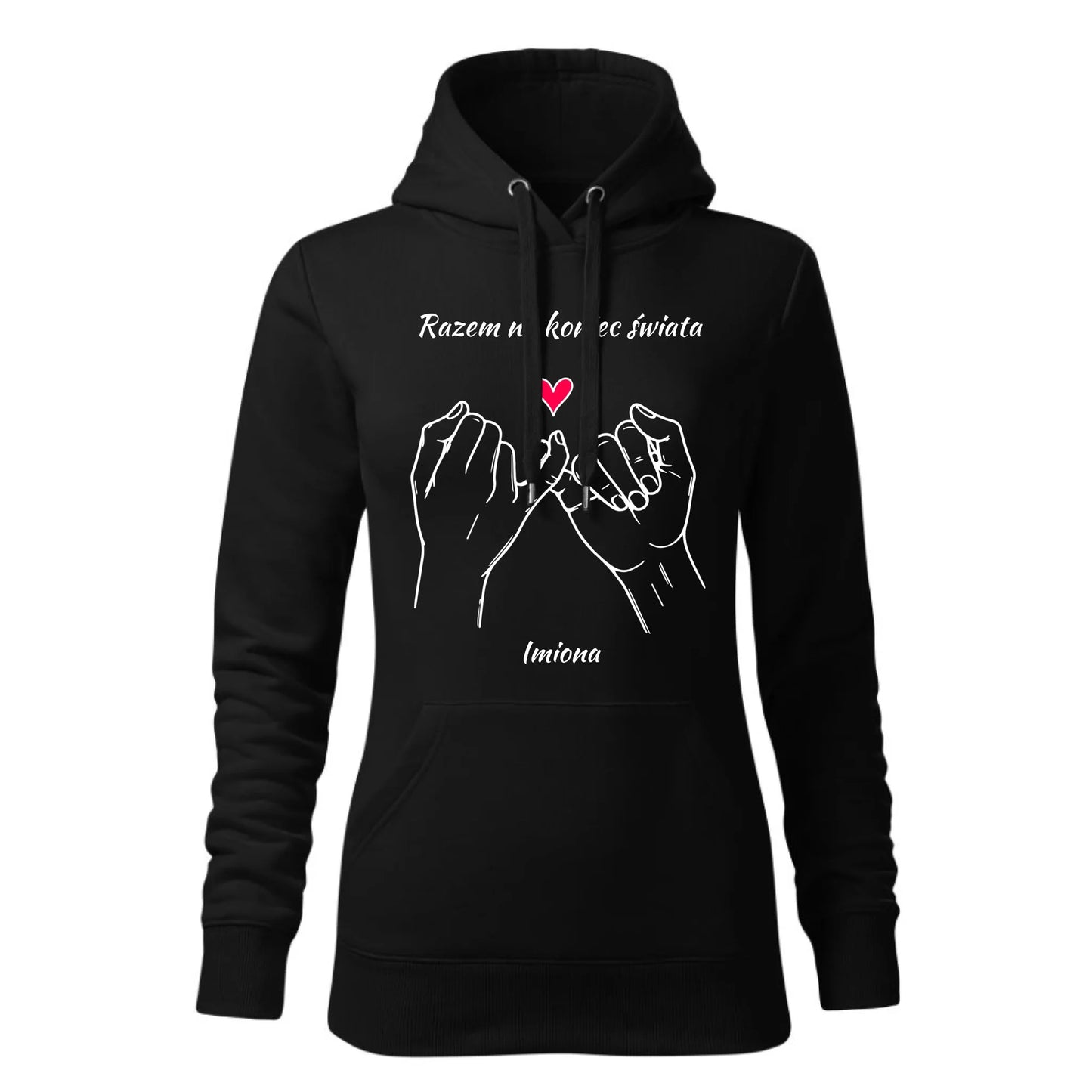 Czarna bluza damska z kapturem nadruk na prezent dla niej HOODIE