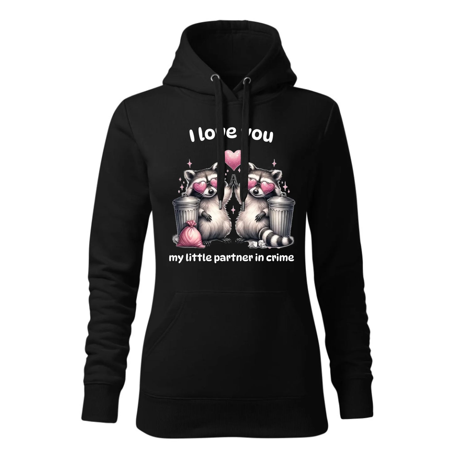 Czarna bluza damska z kapturem nadruk na prezent dla niej HOODIE