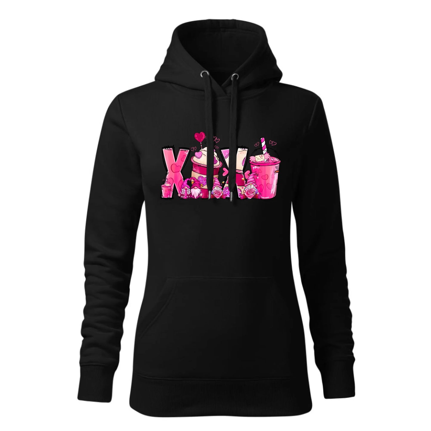Czarna bluza damska z kapturem nadruk na prezent dla niej HOODIE