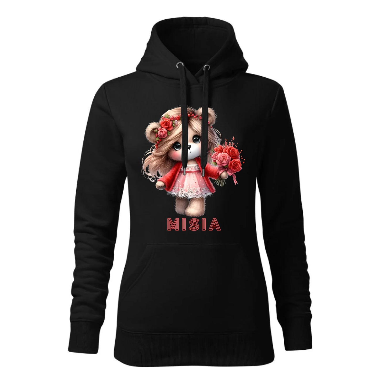 Czarna bluza damska z kapturem nadruk na prezent dla niej HOODIE