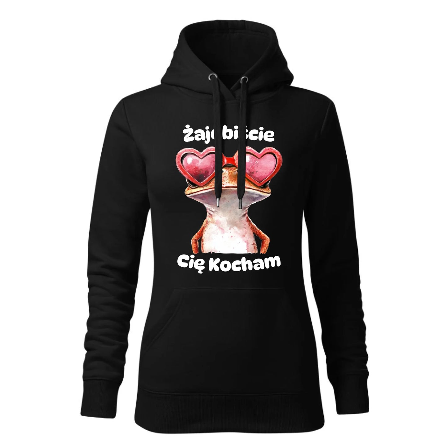 Czarna bluza damska z kapturem nadruk na prezent dla niej HOODIE