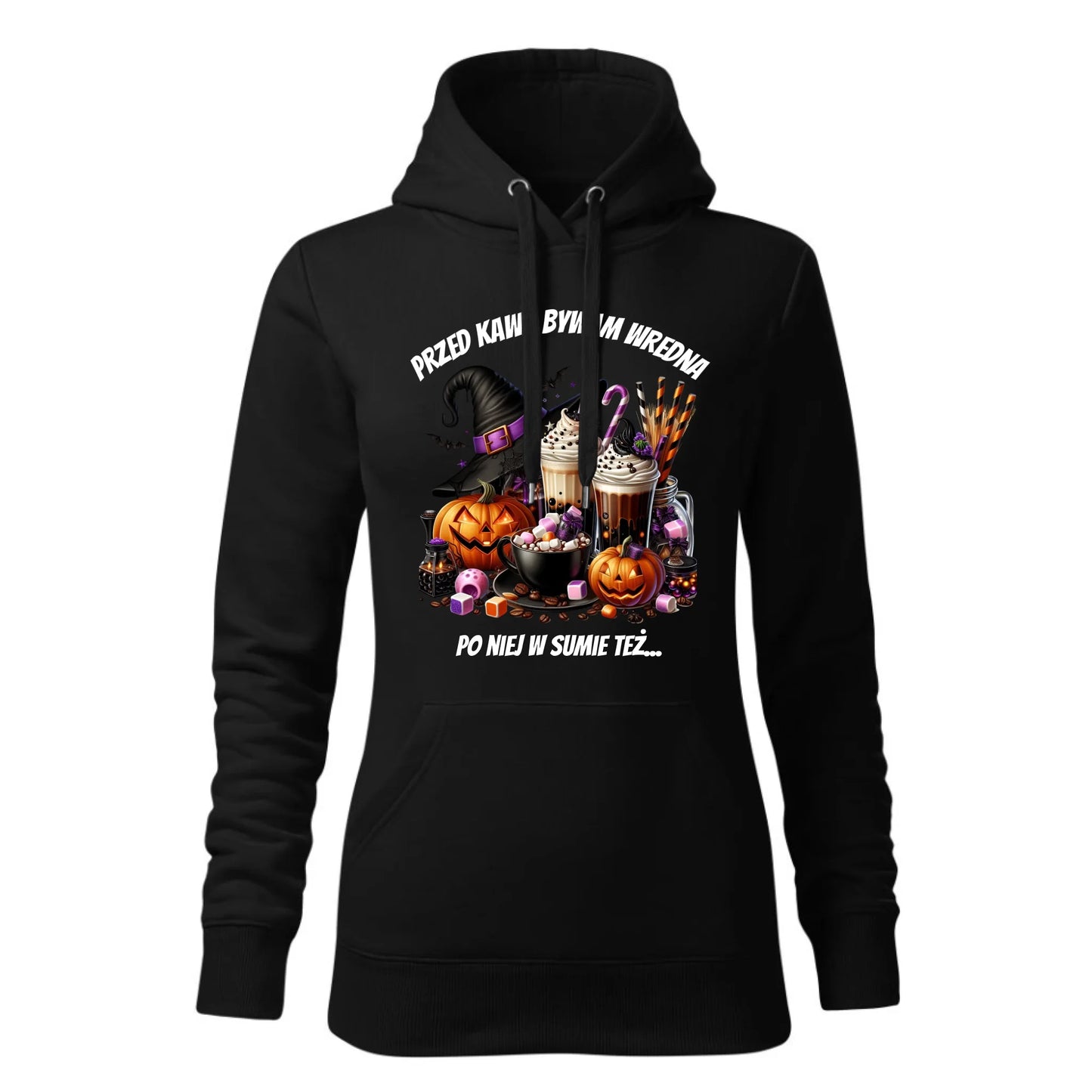 Czarna bluza damska z kapturem nadruk na prezent dla niej HOODIE