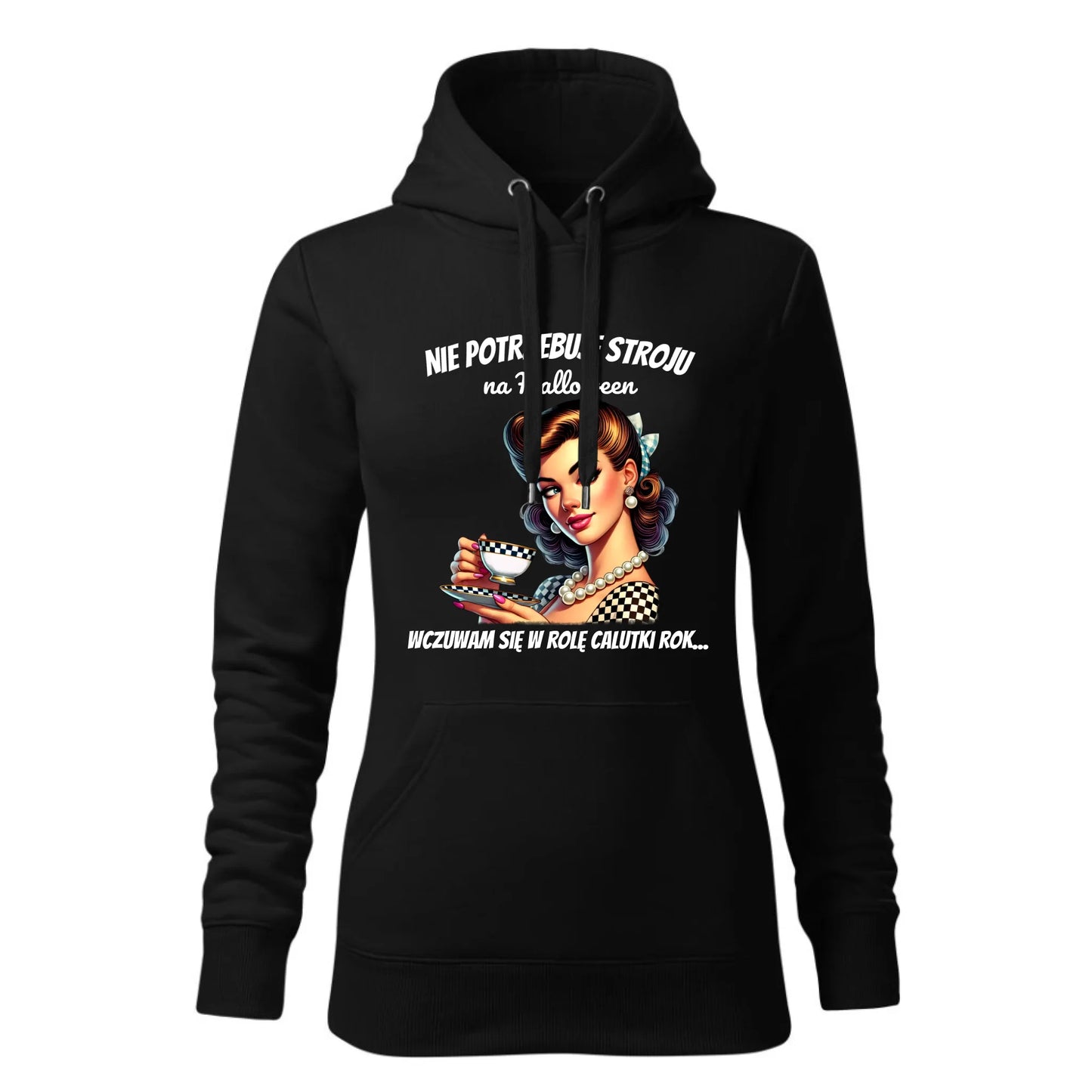 Czarna bluza damska z kapturem nadruk na prezent dla niej HOODIE