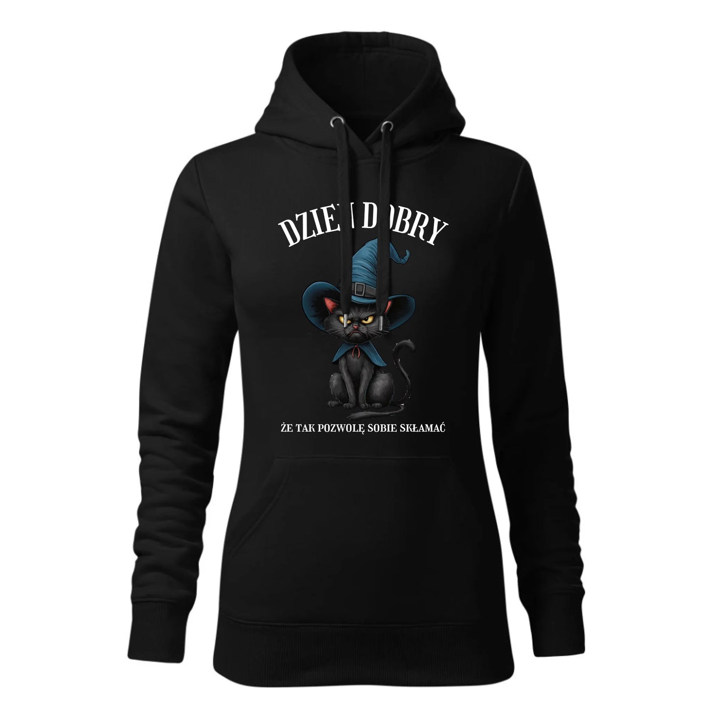 Czarna bluza damska z kapturem nadruk na prezent dla niej HOODIE