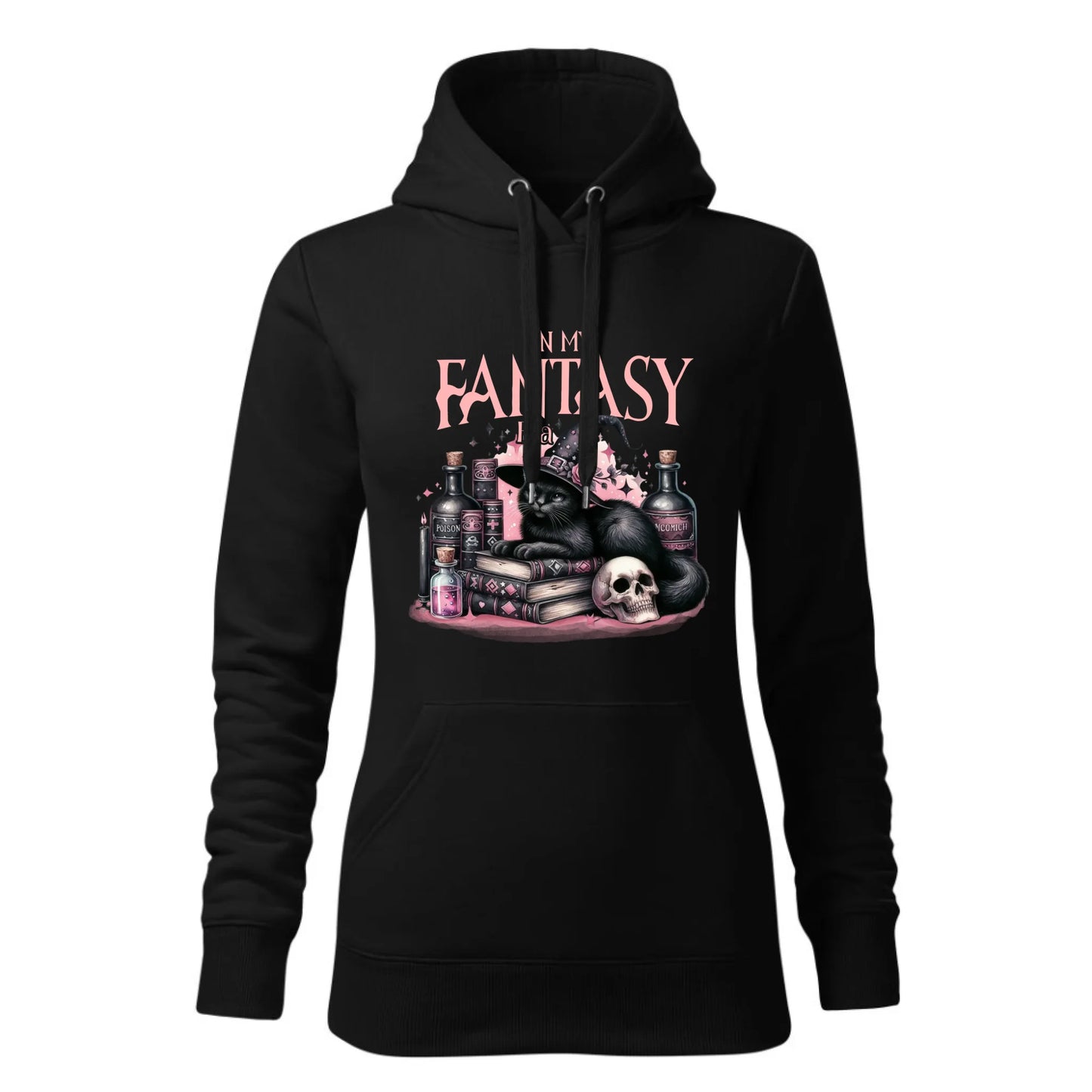 Czarna bluza damska z kapturem nadruk na prezent dla niej HOODIE