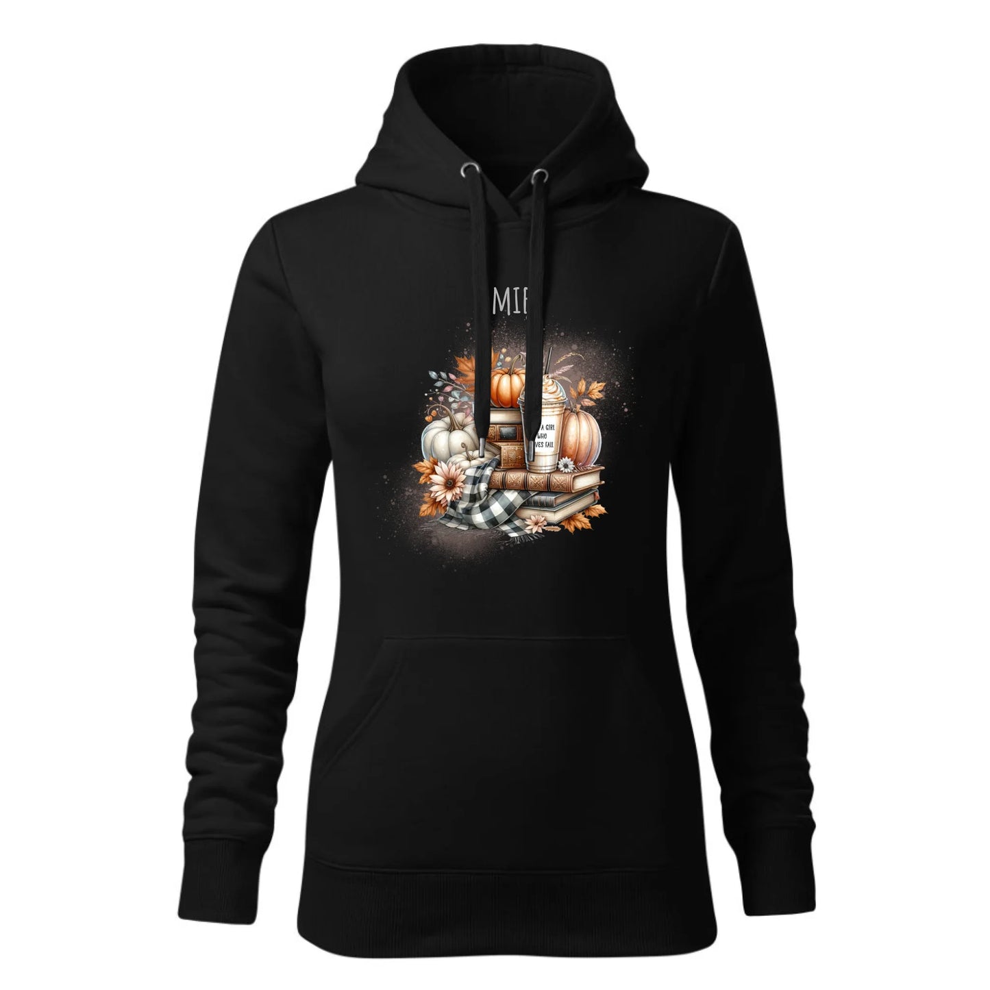Czarna bluza damska z kapturem nadruk na prezent dla niej HOODIE