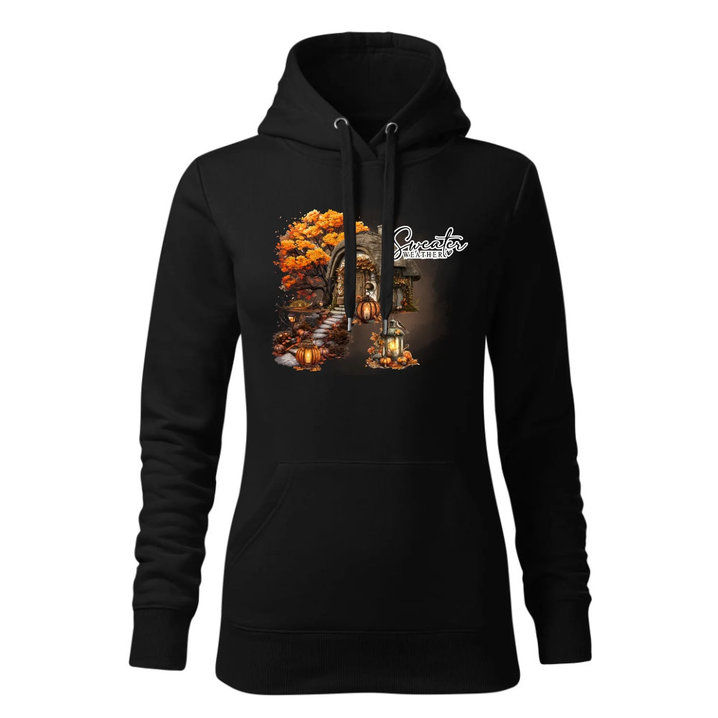 Czarna bluza damska z kapturem nadruk na prezent dla niej HOODIE