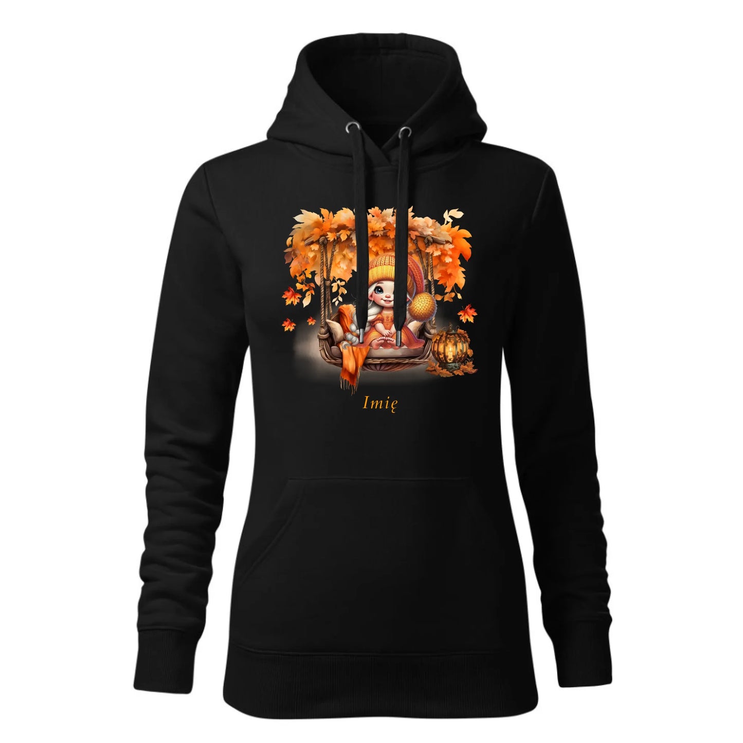 Czarna bluza damska z kapturem nadruk na prezent dla niej HOODIE