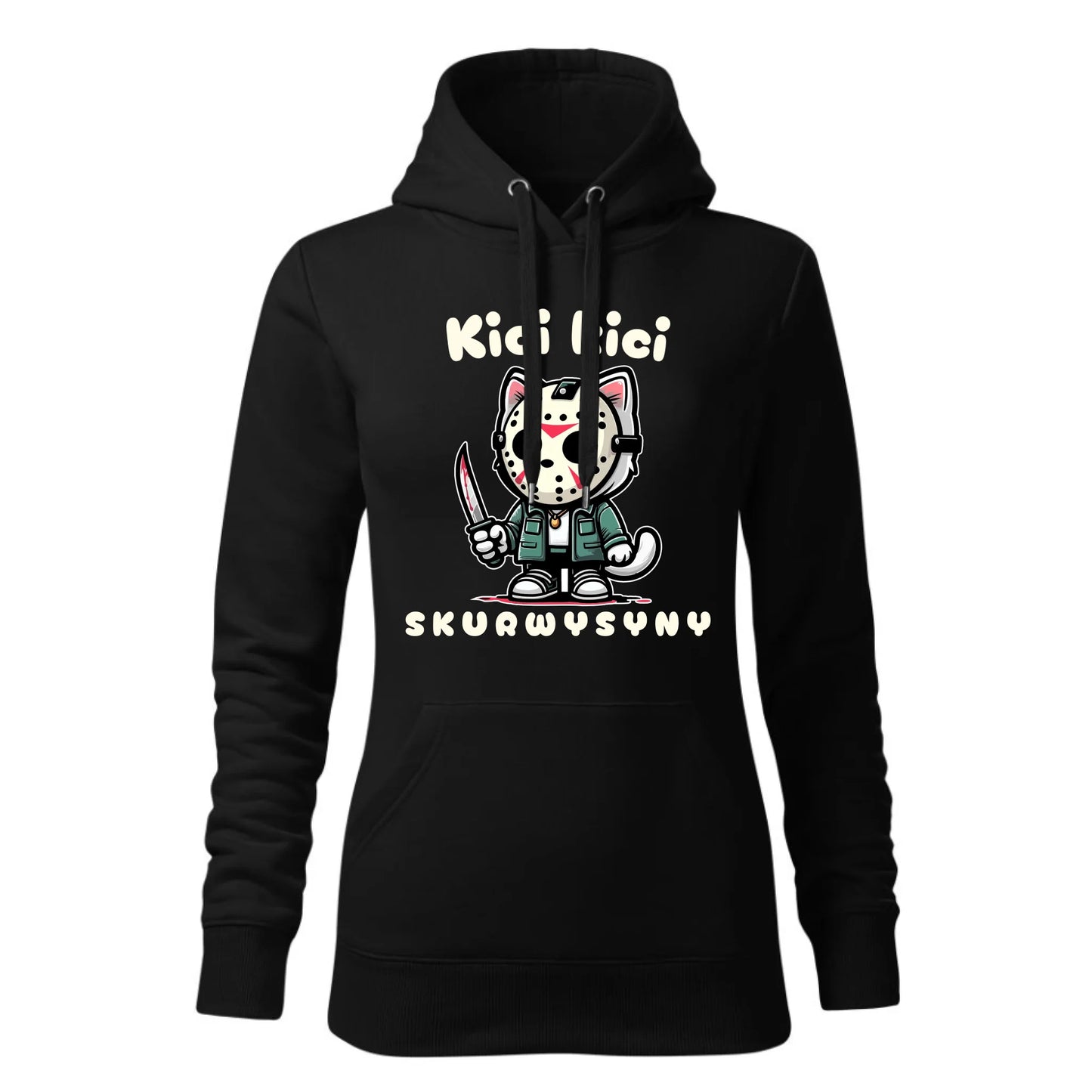 Czarna bluza damska z kapturem nadruk na prezent dla niej HOODIE