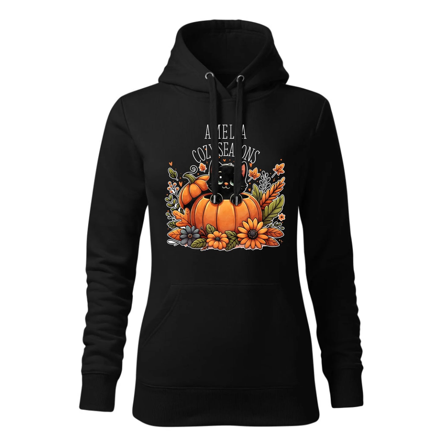 Czarna bluza damska z kapturem nadruk na prezent dla niej HOODIE