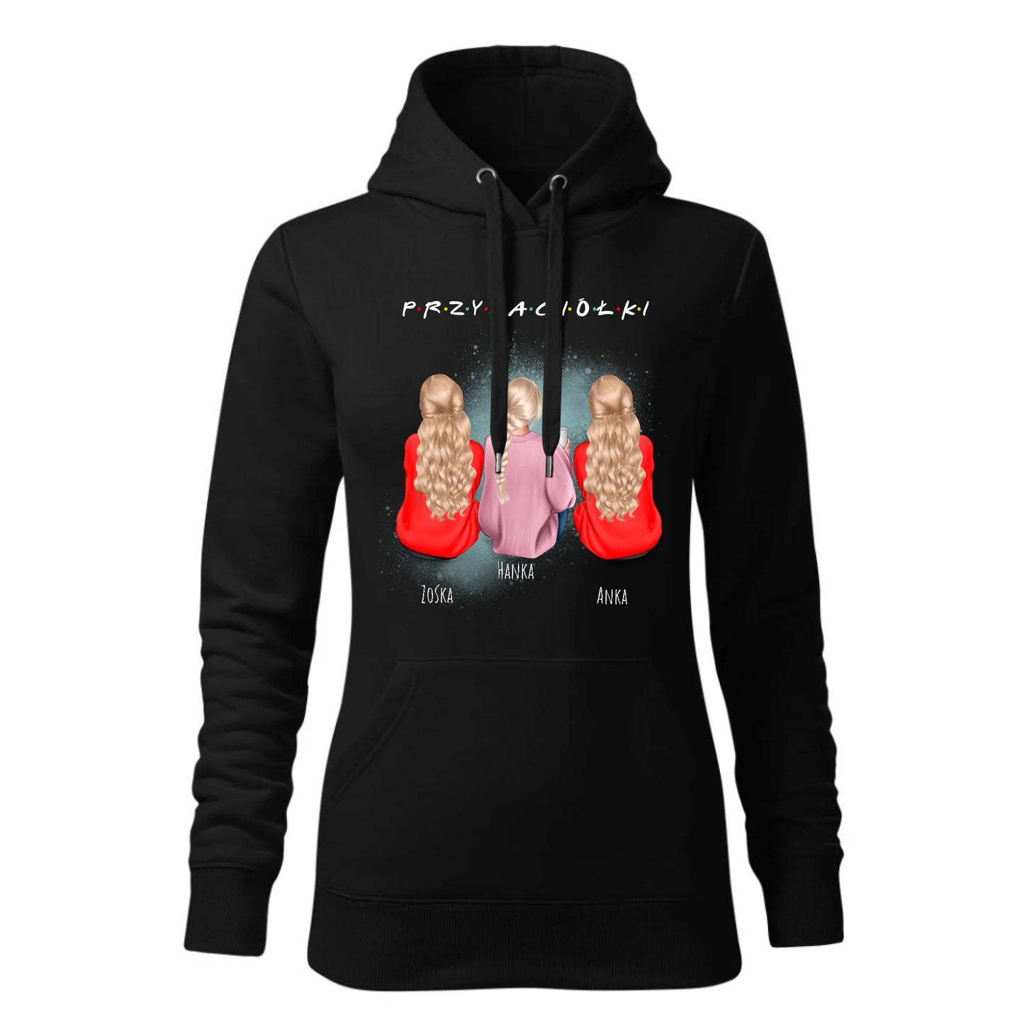 Czarna bluza damska z kapturem nadruk na prezent dla niej HOODIE