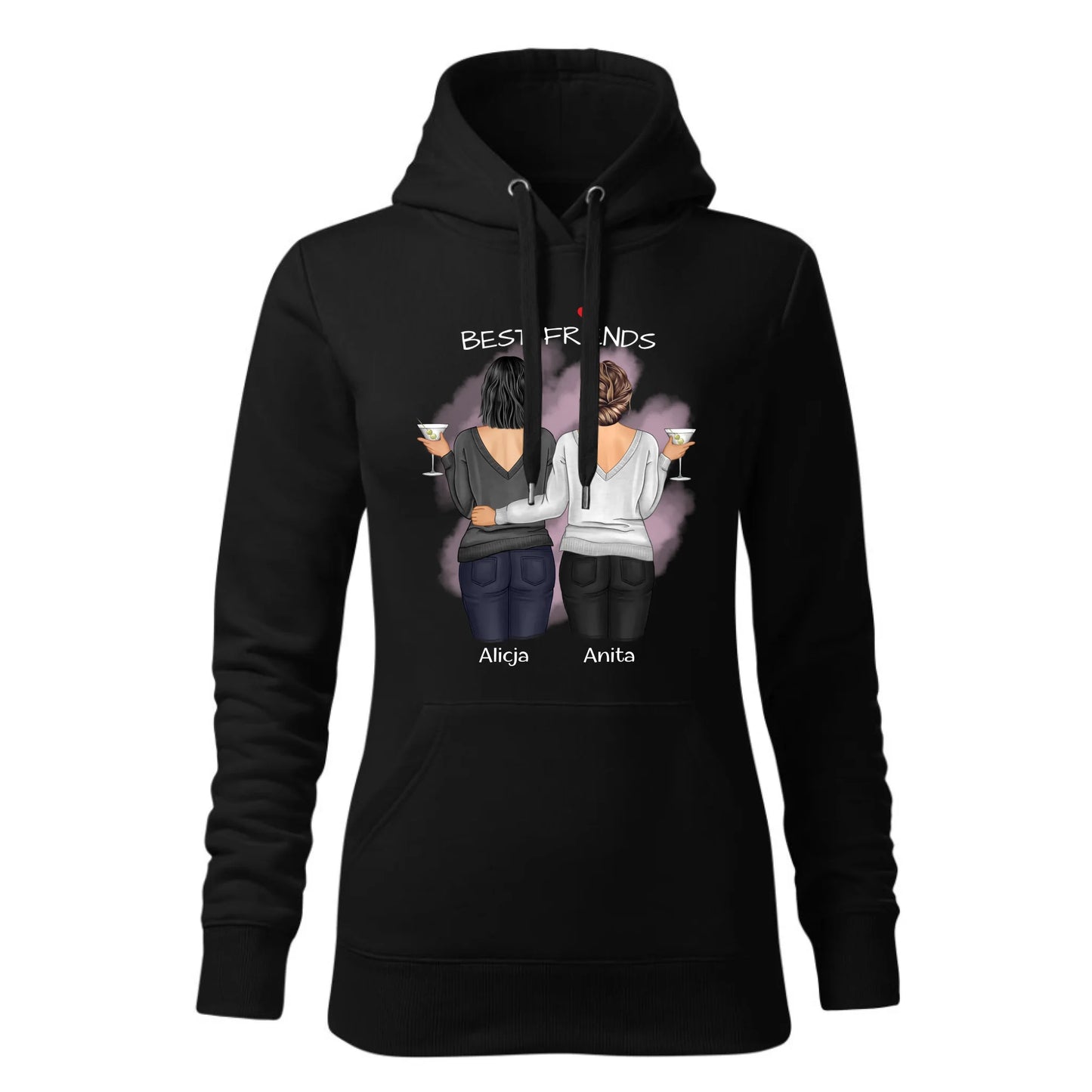 Czarna bluza damska z kapturem nadruk na prezent dla niej HOODIE