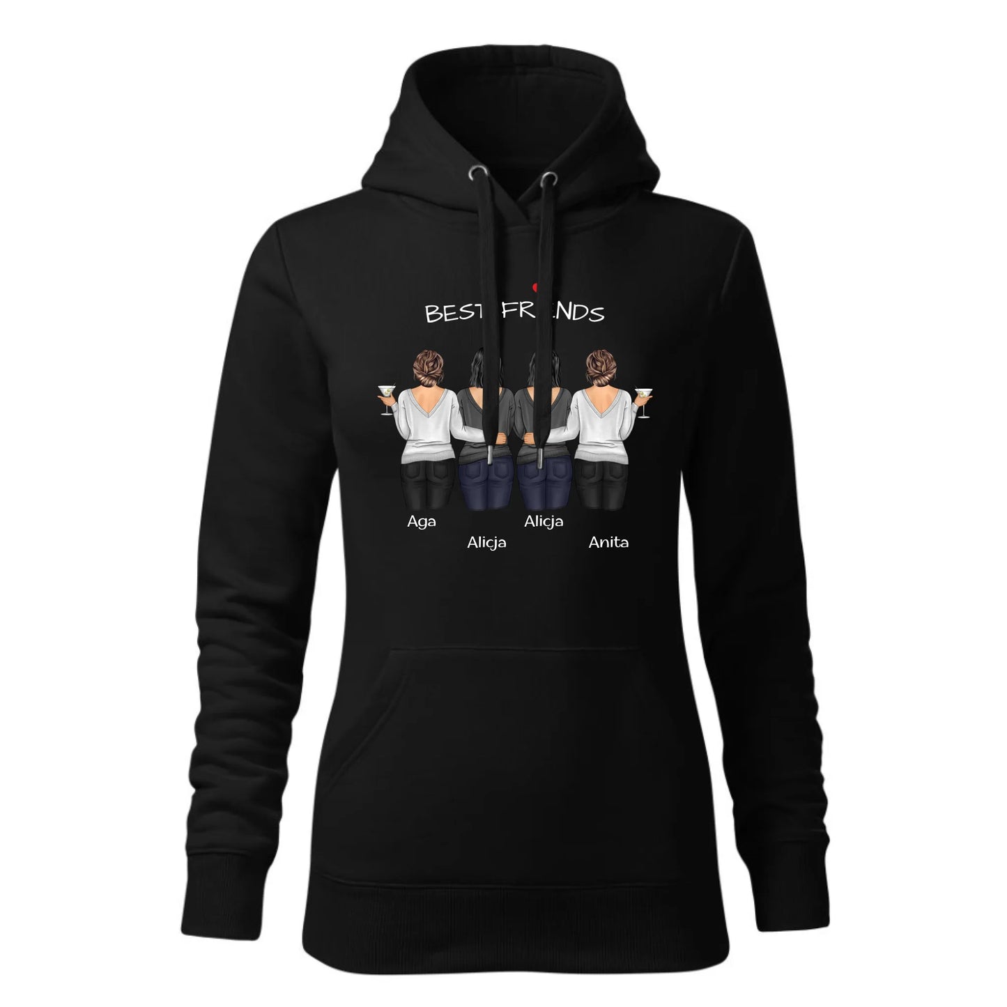 Czarna bluza damska z kapturem nadruk na prezent dla niej HOODIE