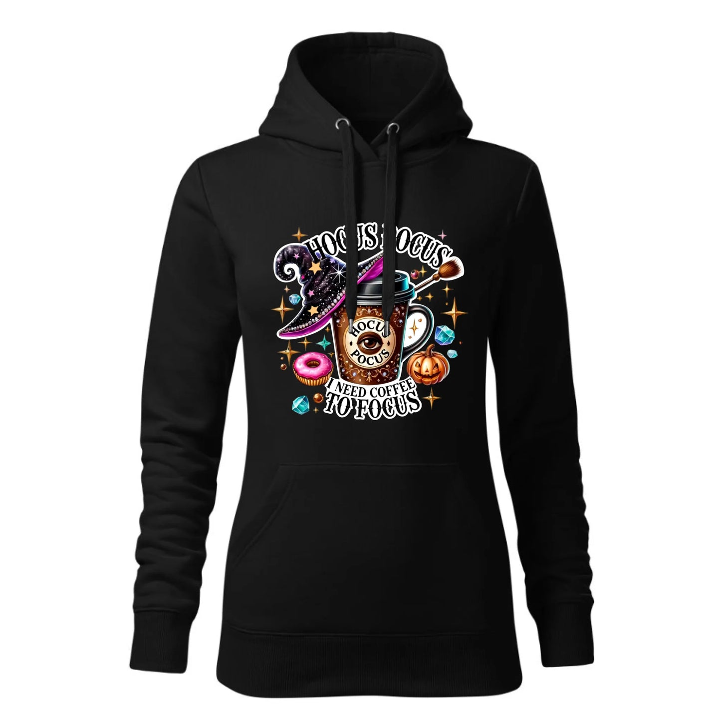 Czarna bluza damska z kapturem nadruk na prezent dla niej HOODIE