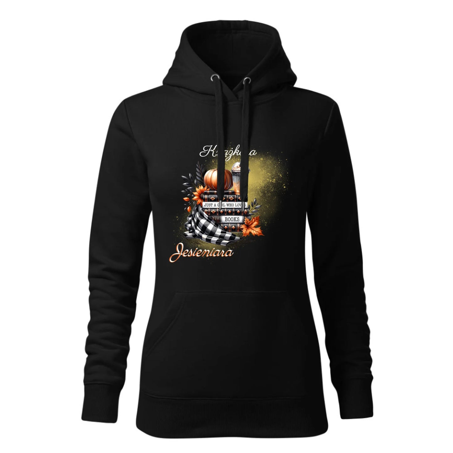 Czarna bluza damska z kapturem nadruk na prezent dla niej HOODIE