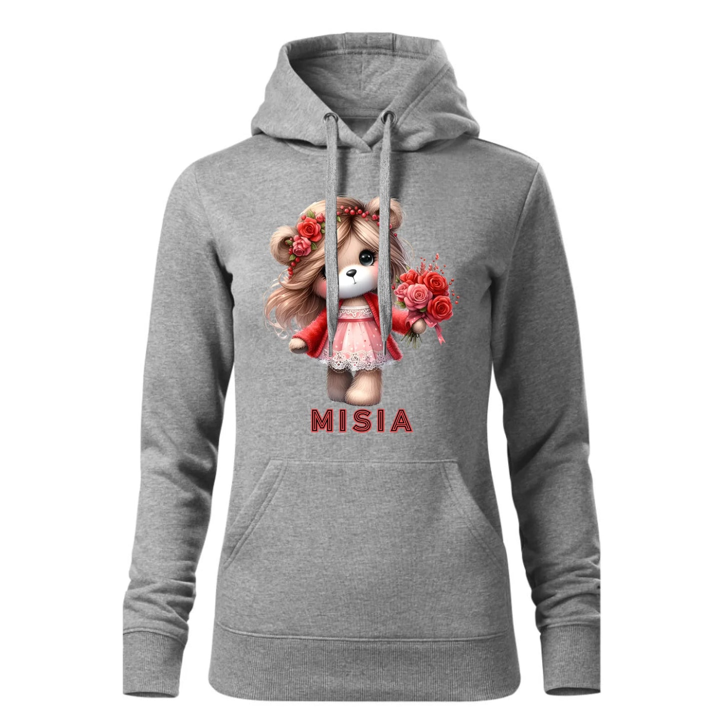 Czarna bluza damska z kapturem nadruk na prezent dla niej HOODIE