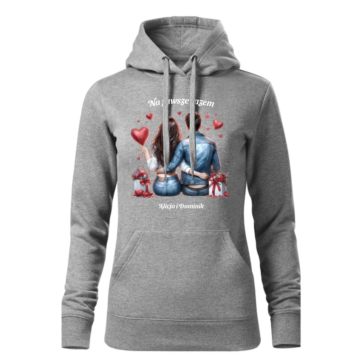 Czarna bluza damska z kapturem nadruk na prezent dla niej HOODIE
