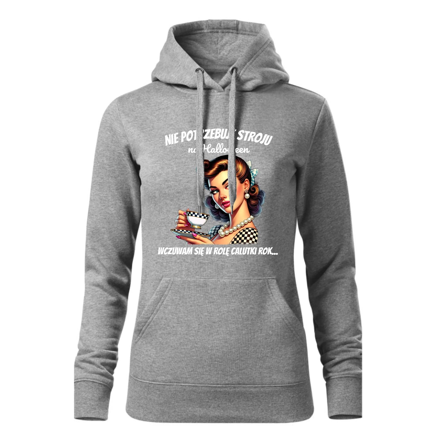 Czarna bluza damska z kapturem nadruk na prezent dla niej HOODIE