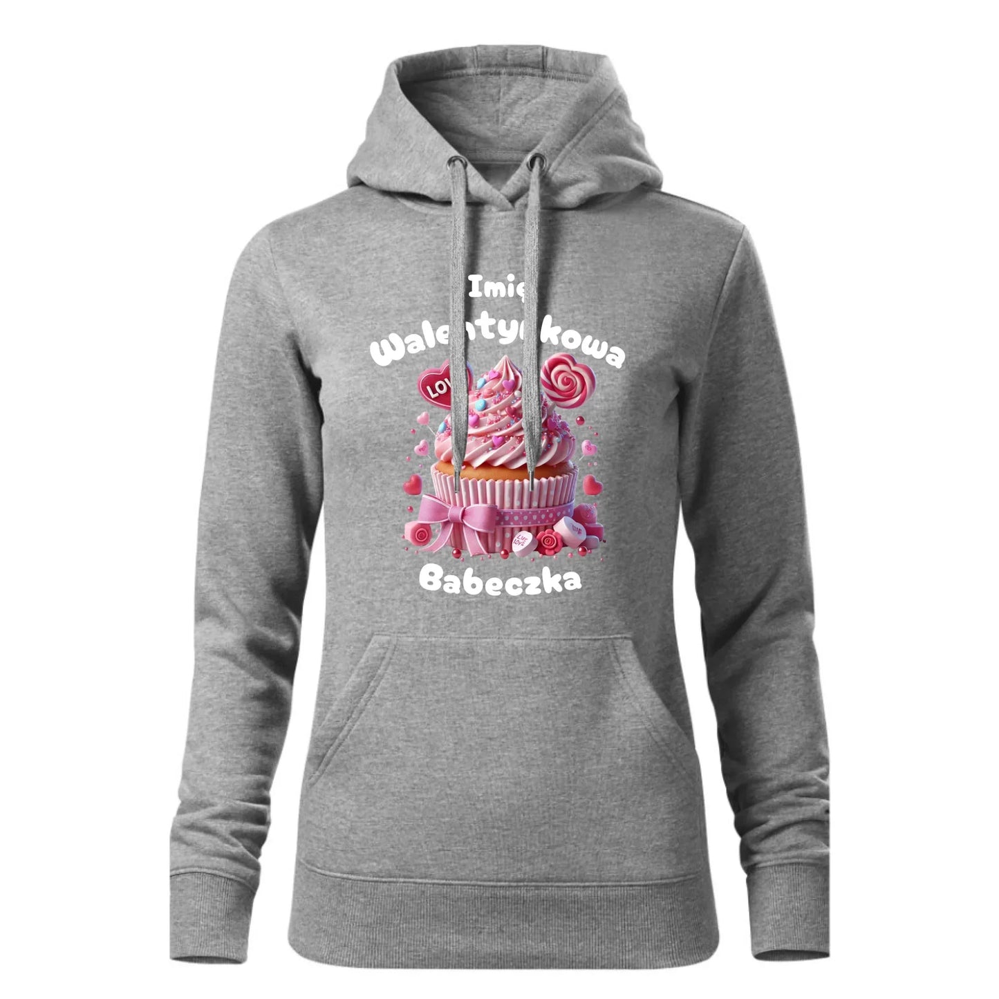 Walentynkowa babeczka imię | Bluza damska z kapturem na Walentynki W21 - StoryCups.pl