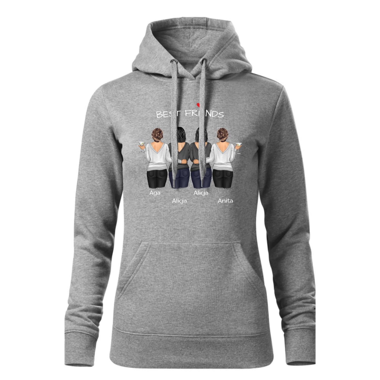 Czarna bluza damska z kapturem nadruk na prezent dla niej HOODIE
