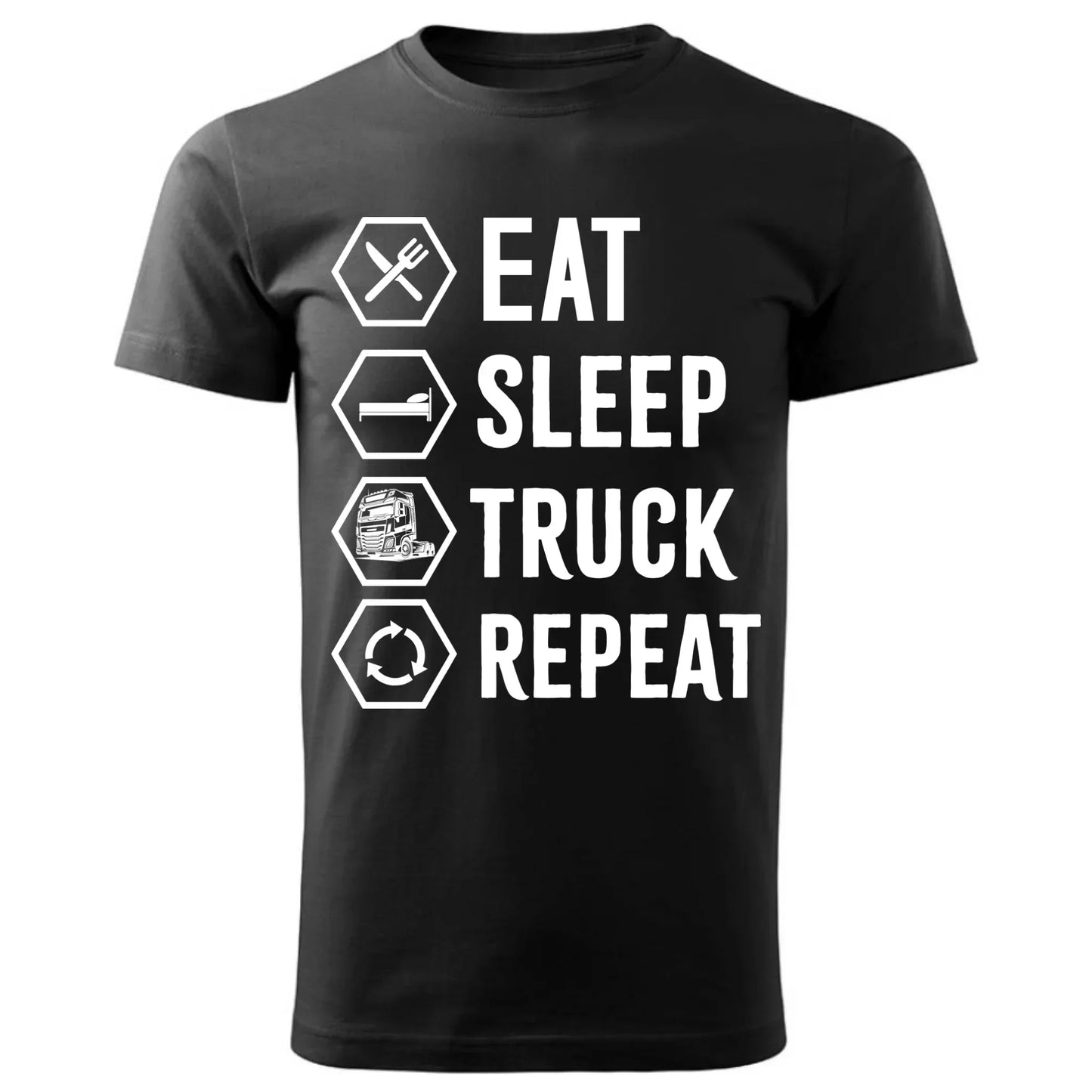 Eat Sleep Truck Repeat | Koszulka męska dla kierowcy tira ZKT05 - StoryCups.pl